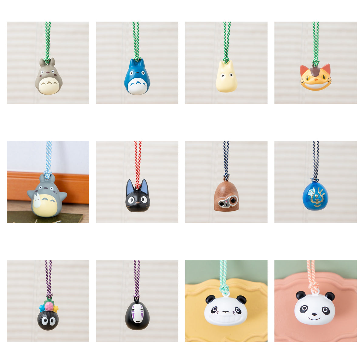 Studio Ghibli - Kororin Netsuke Brass Bell Straps (12 Types) - Complete Set, one of each listed model