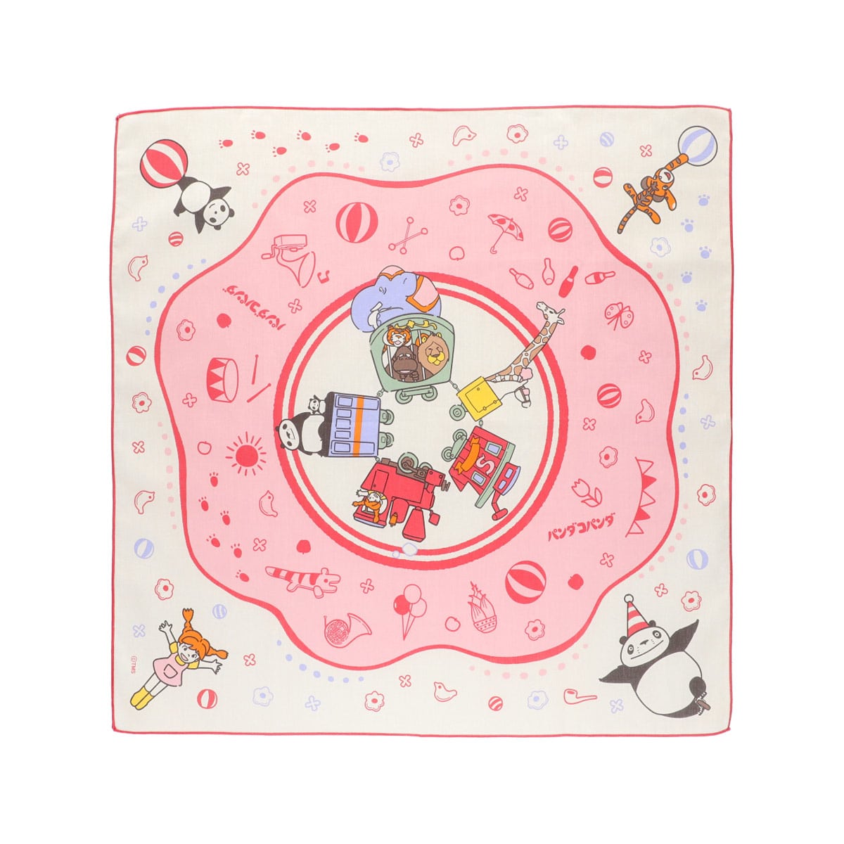 Studio Ghibli Large Illustrated Cotton Handkerchiefs (2 Types) - Panda! Go Panda! - Rainy-Day Circus - official view 16
