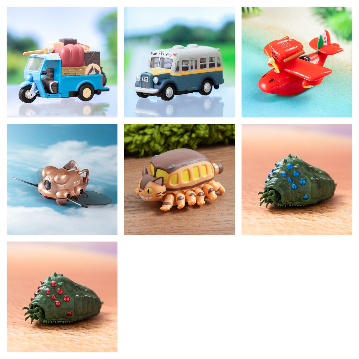 Studio Ghibli - Pullback Keyrings (7 Types) - Complete Set with all listed models