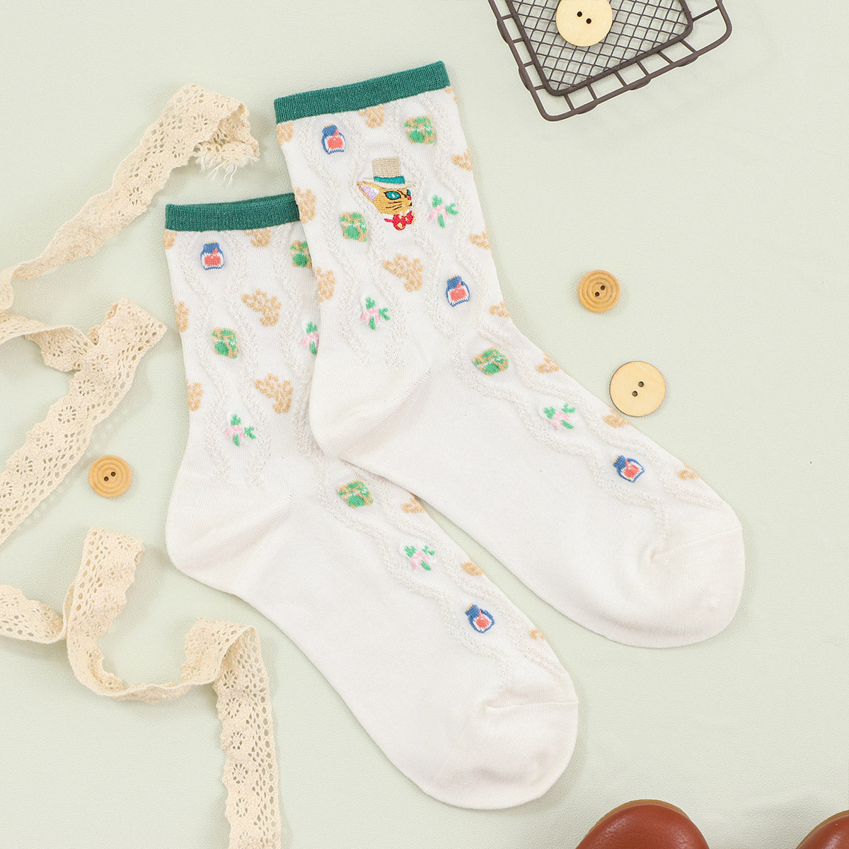 Studio Ghibli - Raised-Pattern Embroidered Socks 23-25 cm (4 Types) - Baron - official view 6