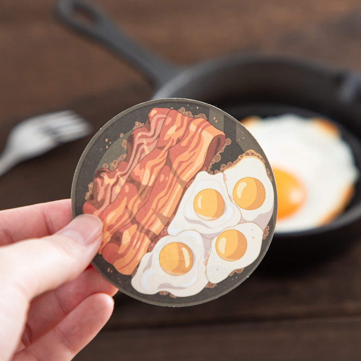 Studio Ghibli - Round Food Memo Pads (3 Types) - Calcifer Bacon and Eggs - official view 12