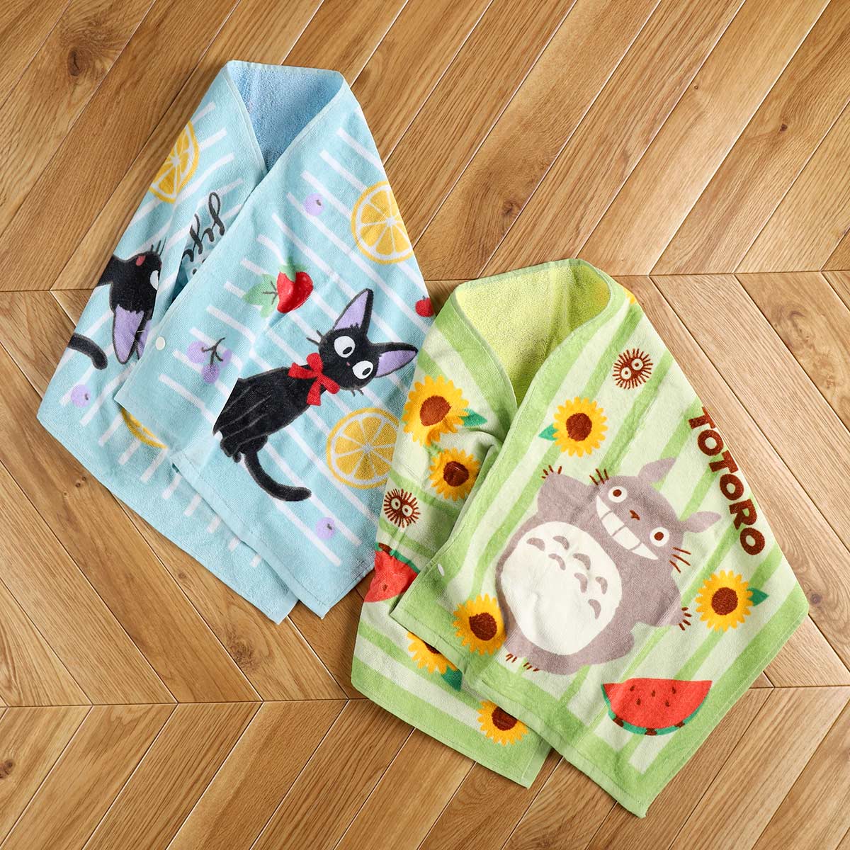 Studio Ghibli - Snap-Fastening Junior Bath Towels (2 Types) - Totoro and Watermelon - official view 4