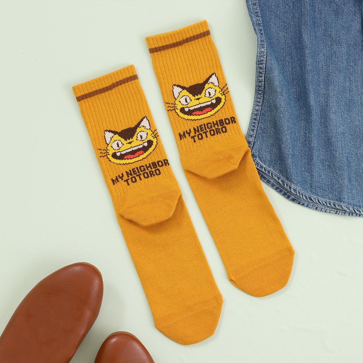 Studio Ghibli Striped Ribbed Crew Socks 23-25 cm (3 Types) - Catbus - official view 1