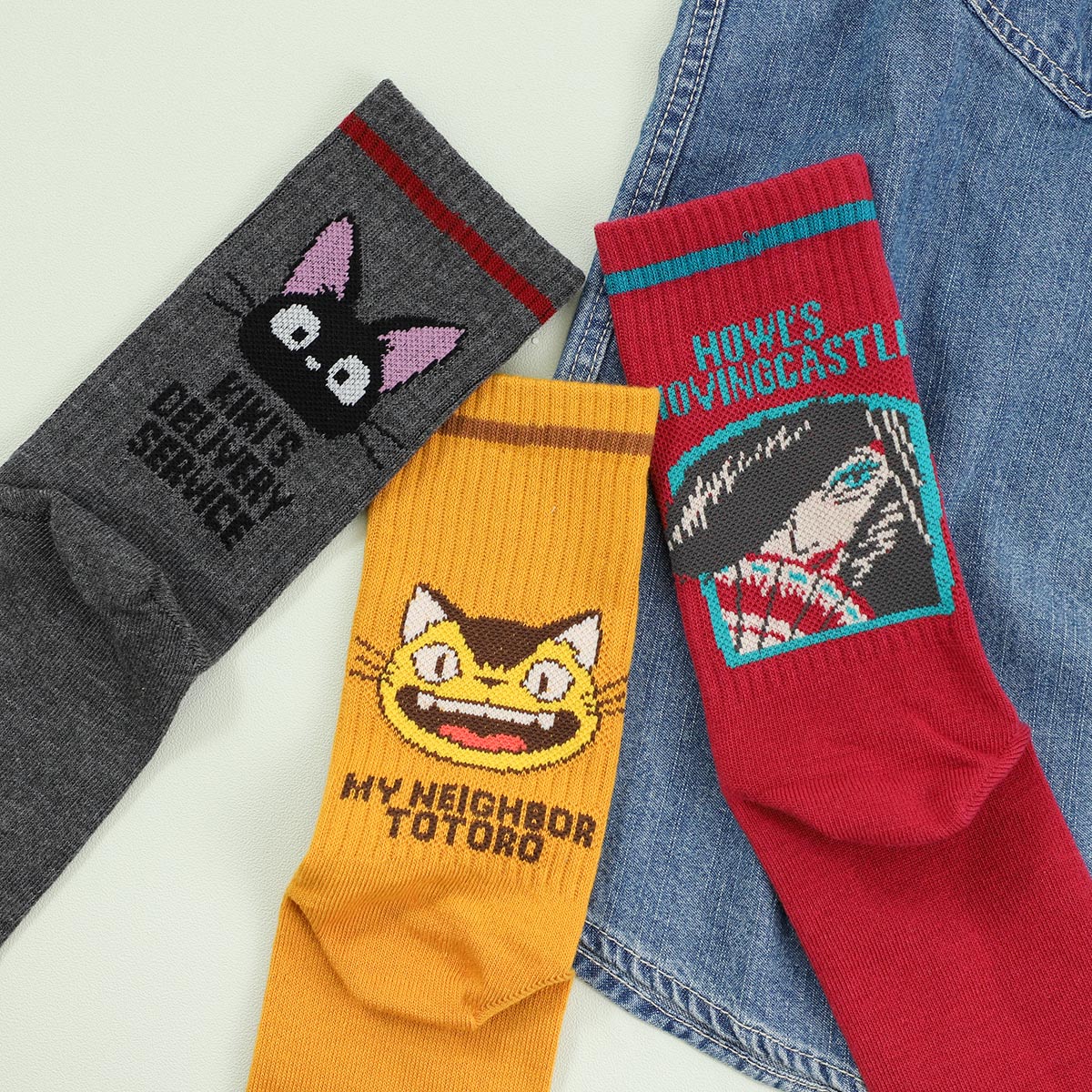 Studio Ghibli Striped Ribbed Crew Socks 23-25 cm (3 Types) - Catbus - official view 4