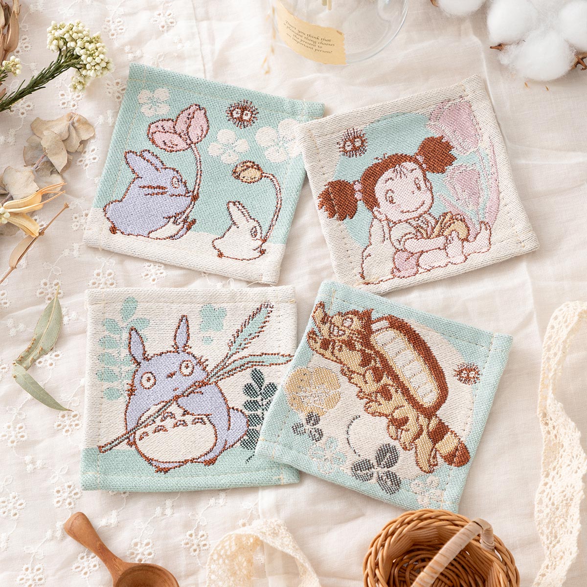 Studio Ghibli - Tapestry-Woven Coaster Packs (2 Types) - Totoro Botanical Garden - official view 1