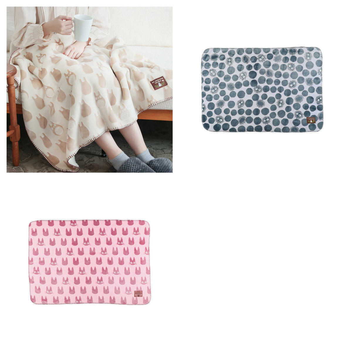 Studio Ghibli - Textured Opal-Finish Blankets (3 Types) - Complete Set with all listed models