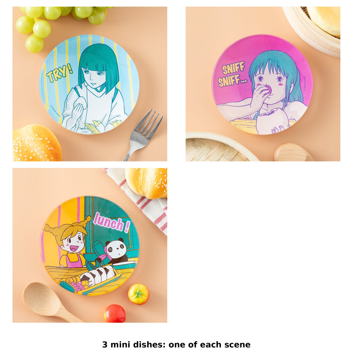 Studio Ghibli Yummy Glass Mini Dishes (3 Types) - Complete Set