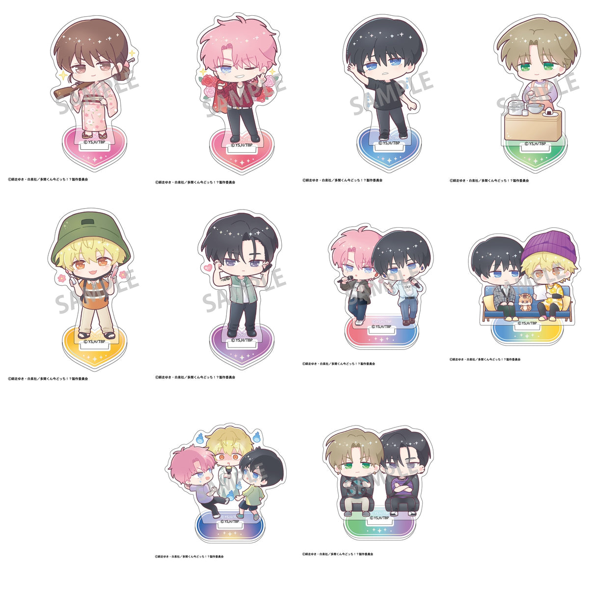 Tamon's B-Side Episode Selection acrylic stands, complete set of all ten designs