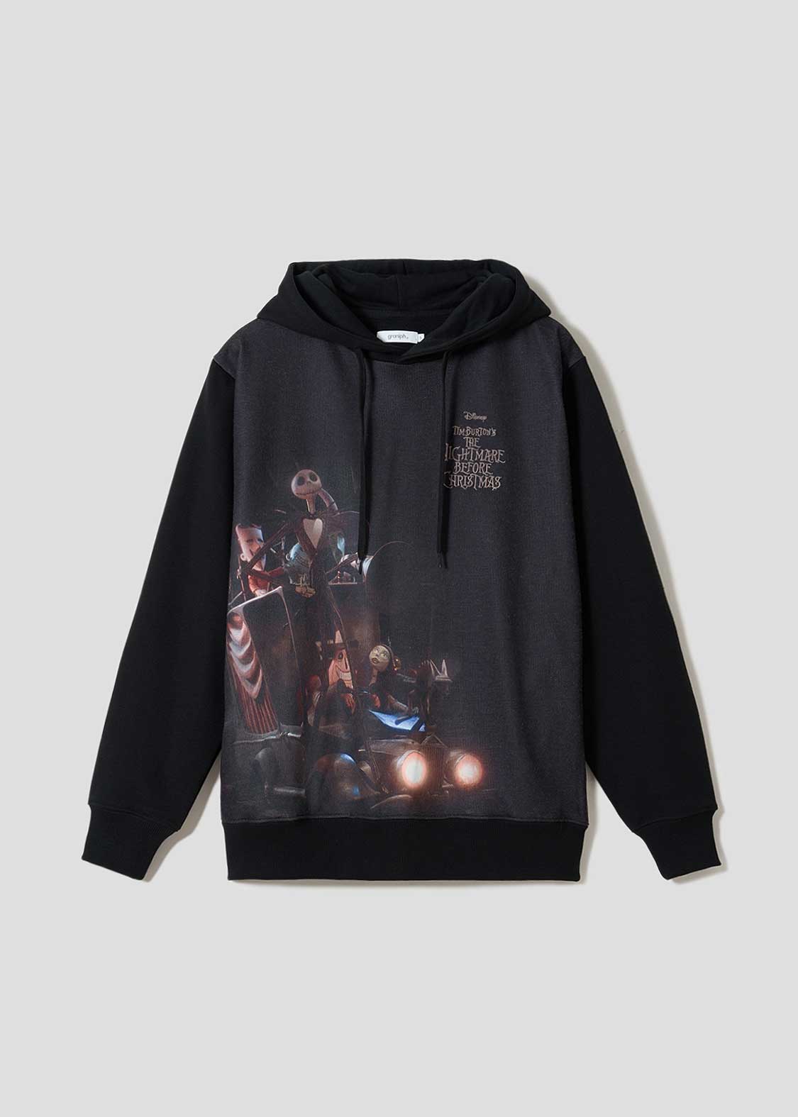 The Nightmare Before Christmas Graniph Jack's Back fleece hoodie, front view