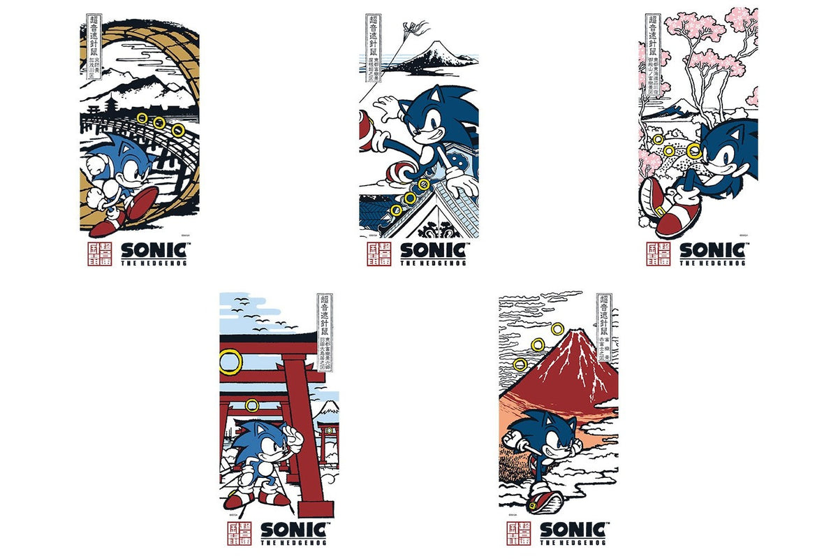 Wa Sonic Yuzen-dyed tenugui towel - Complete Set (5 Types)