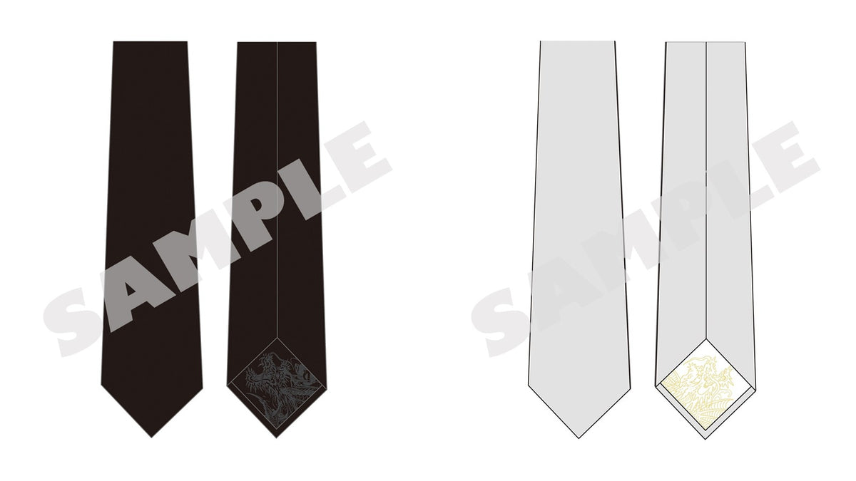 Yakuza Mangart Beams neckties - complete set of black and gray, front and reverse views