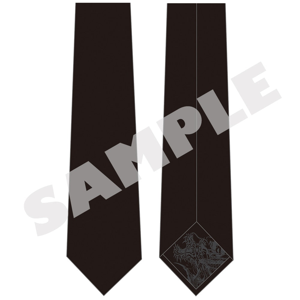 Yakuza Mangart Beams neckties - black, front and reverse views