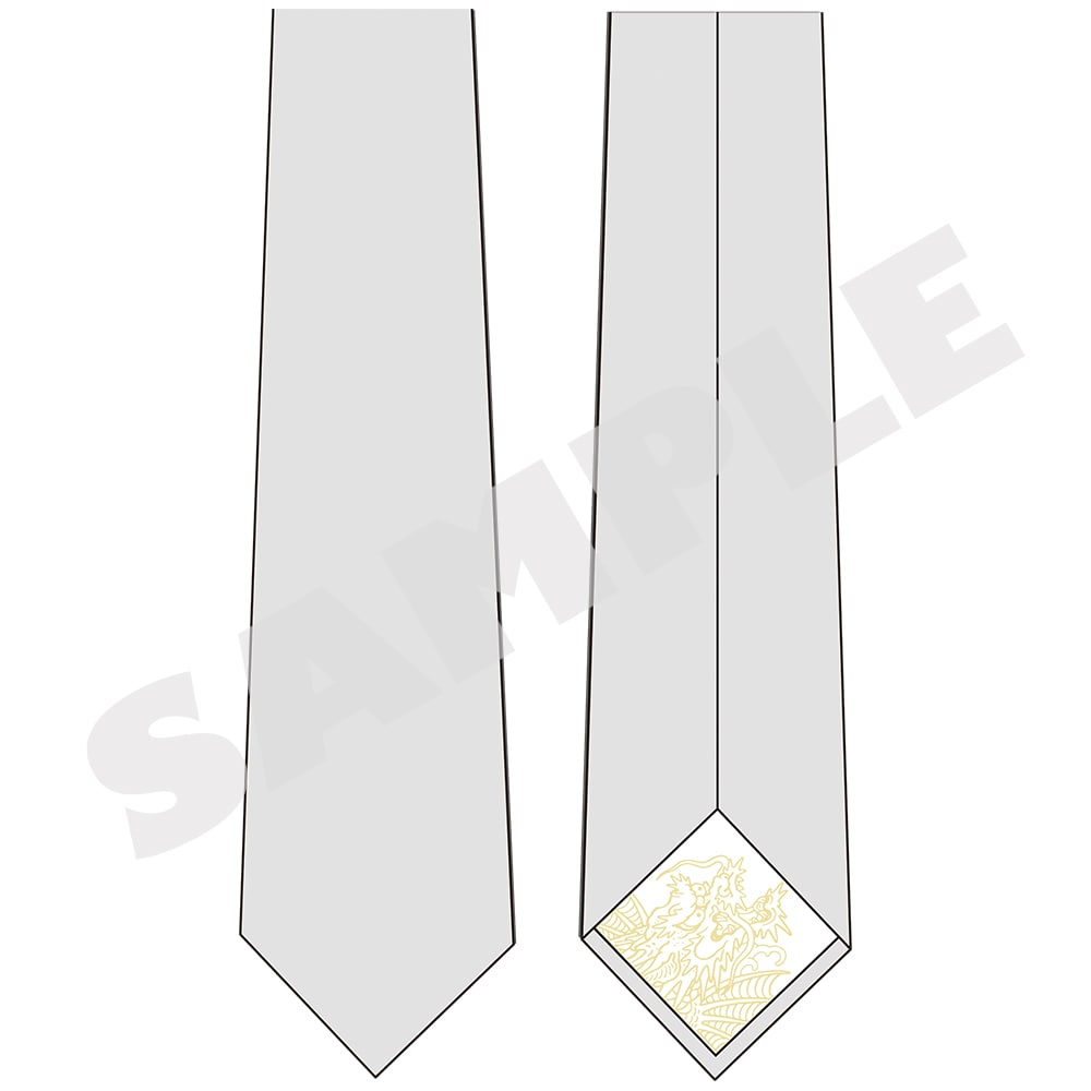 Yakuza Mangart Beams neckties - gray, front and reverse views