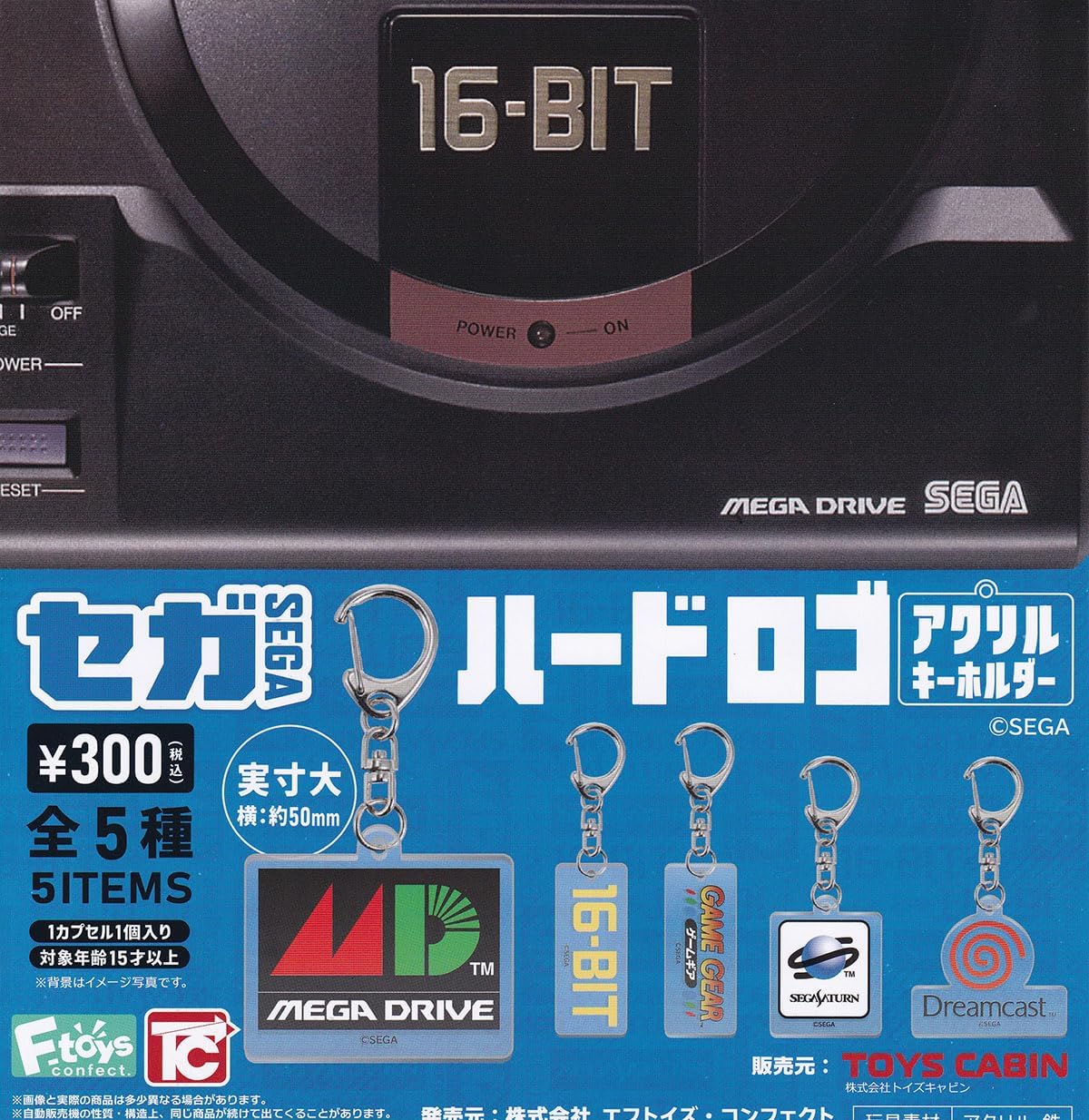 SEGA HARD LOGO ACRYLIC KEY CHAIN - SET OF 5 TYPES (FULL SET) - CAPSULE TOY