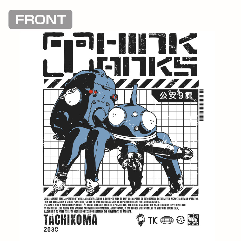 Ghost in The Shell Stand Alone Complex - Think Tanks Tachikoma T-Shirt White