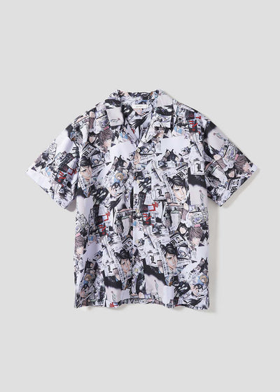 Death Note Graniph - Memory Pattern Big silhouette open collar shirt