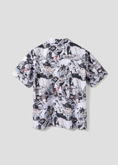 Death Note Graniph - Memory Pattern Big silhouette open collar shirt