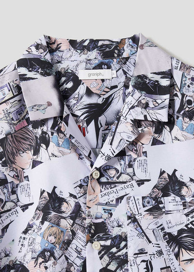 Death Note Graniph - Memory Pattern Big silhouette open collar shirt
