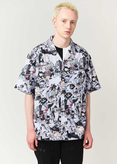 Death Note Graniph - Memory Pattern Big silhouette open collar shirt