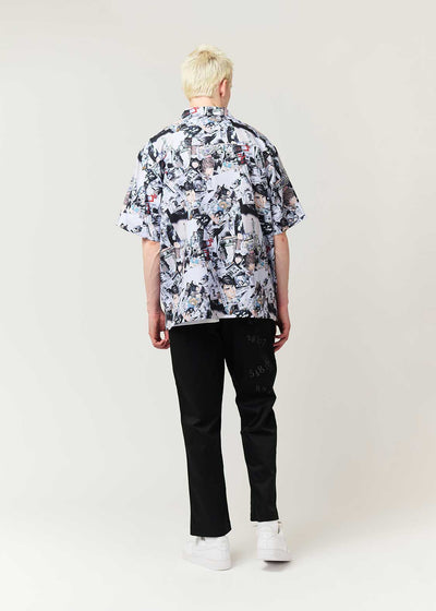 Death Note Graniph - Memory Pattern Big silhouette open collar shirt