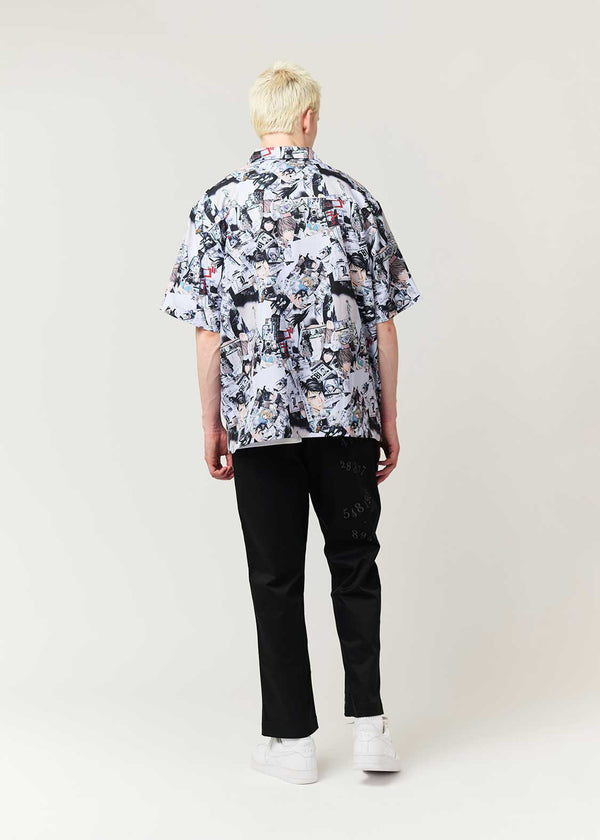 Death Note Graniph - Memory Pattern Big silhouette open collar shirt ...