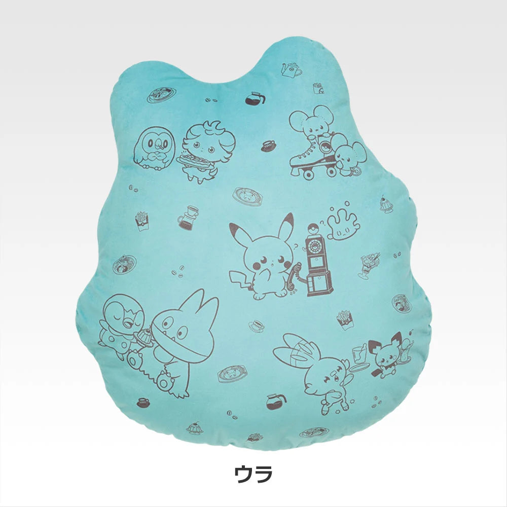 Ichiban Kuji Pokemon Poke Pieces Welcome to the PEACE Diner - D Prize Pikachu-like Burger Print Cushion