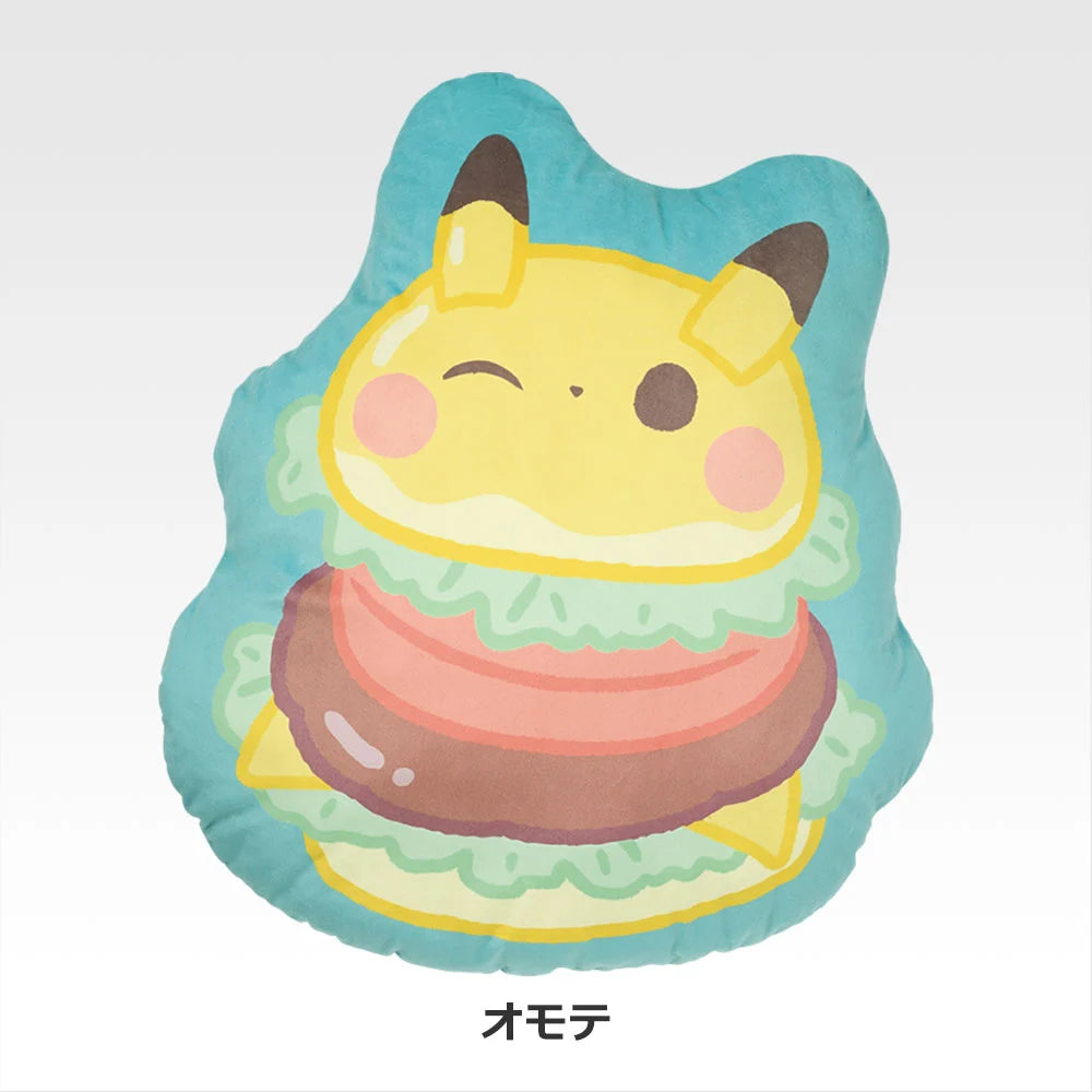Ichiban Kuji Pokemon Poke Pieces Welcome to the PEACE Diner - D Prize Pikachu-like Burger Print Cushion