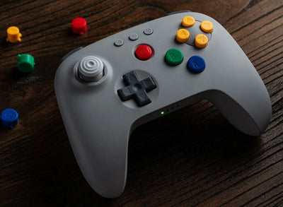 8BitDo 64 Bluetooth Controller for Analogue 3D, Switch, Switch 2, Windows and Android - Classic Grey [Pre-Order Mar 2026]