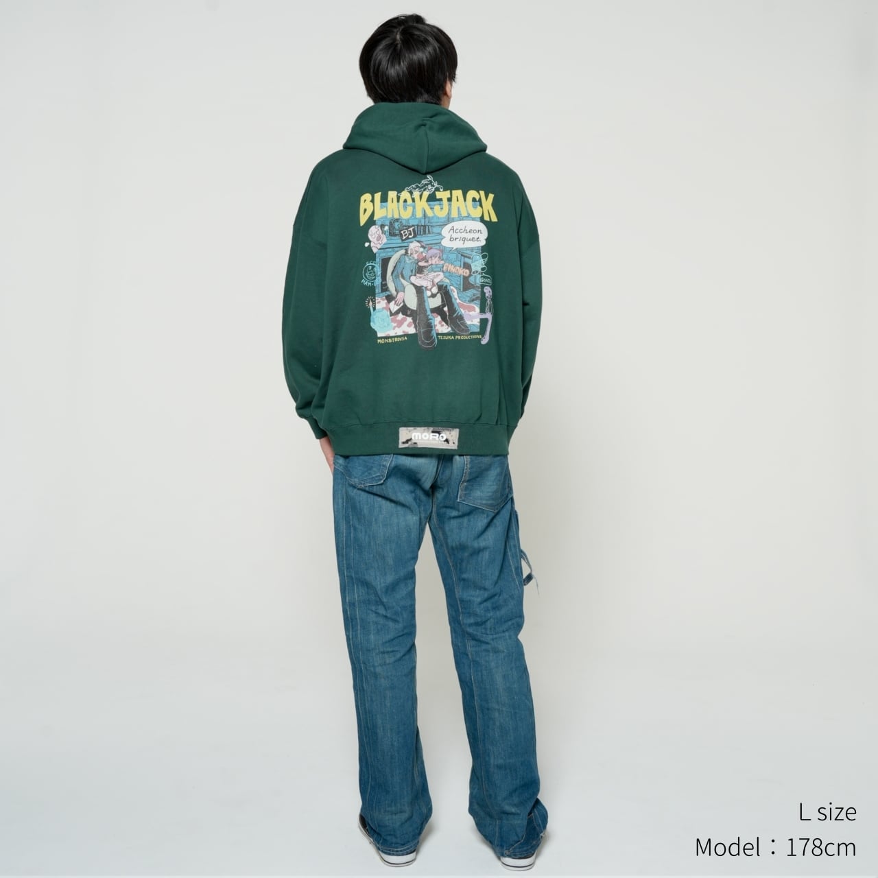Black Jack Tezuka World x Monstrousa Collaboration - Shishu Box Hoodie Black Jack" feat. KANA SUZUKI