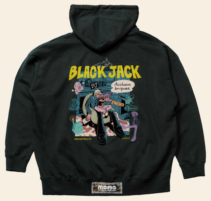 Black Jack Tezuka World x Monstrousa Collaboration - Shishu Box Hoodie Black Jack" feat. KANA SUZUKI
