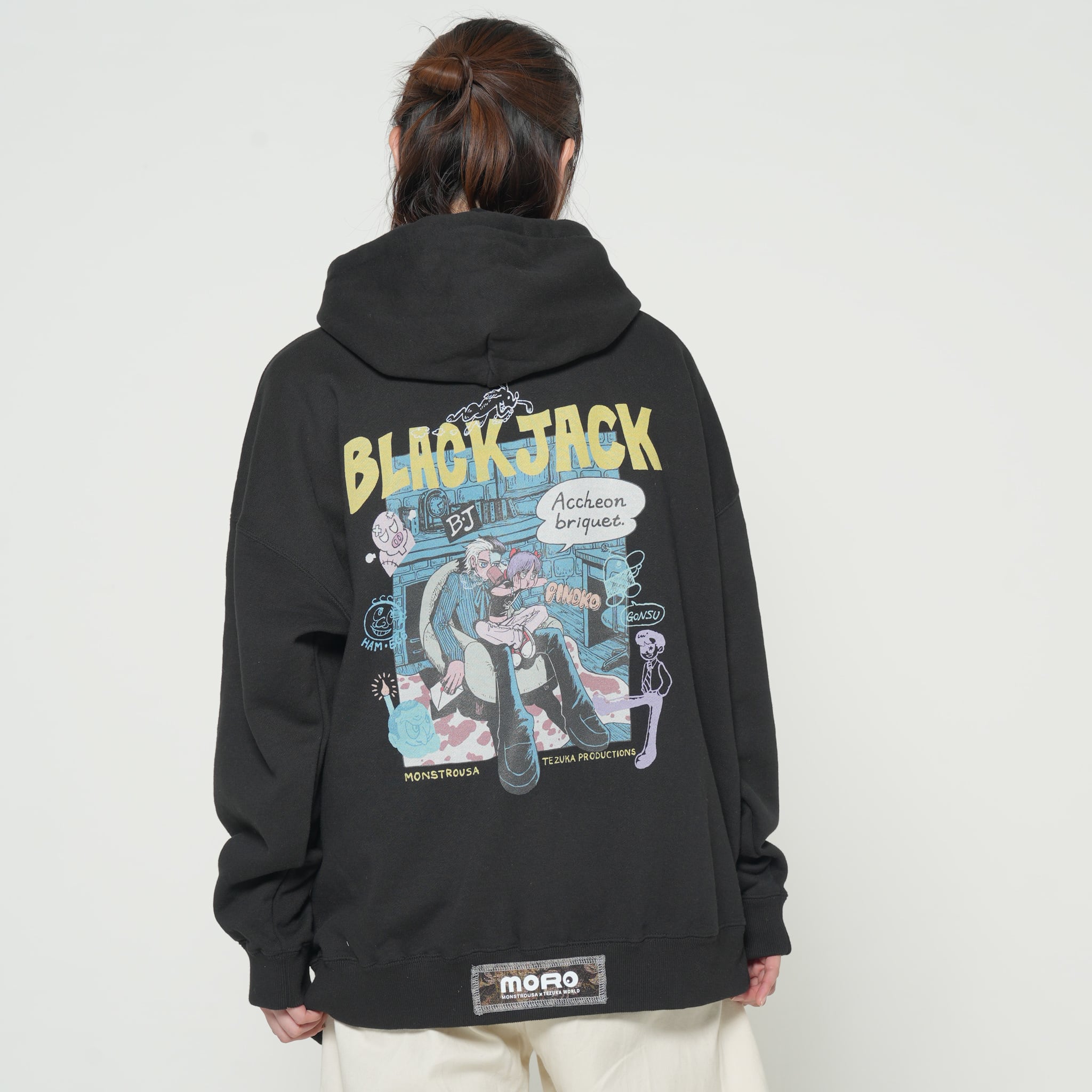 Black Jack Tezuka World x Monstrousa Collaboration - Shishu Box Hoodie Black Jack" feat. KANA SUZUKI