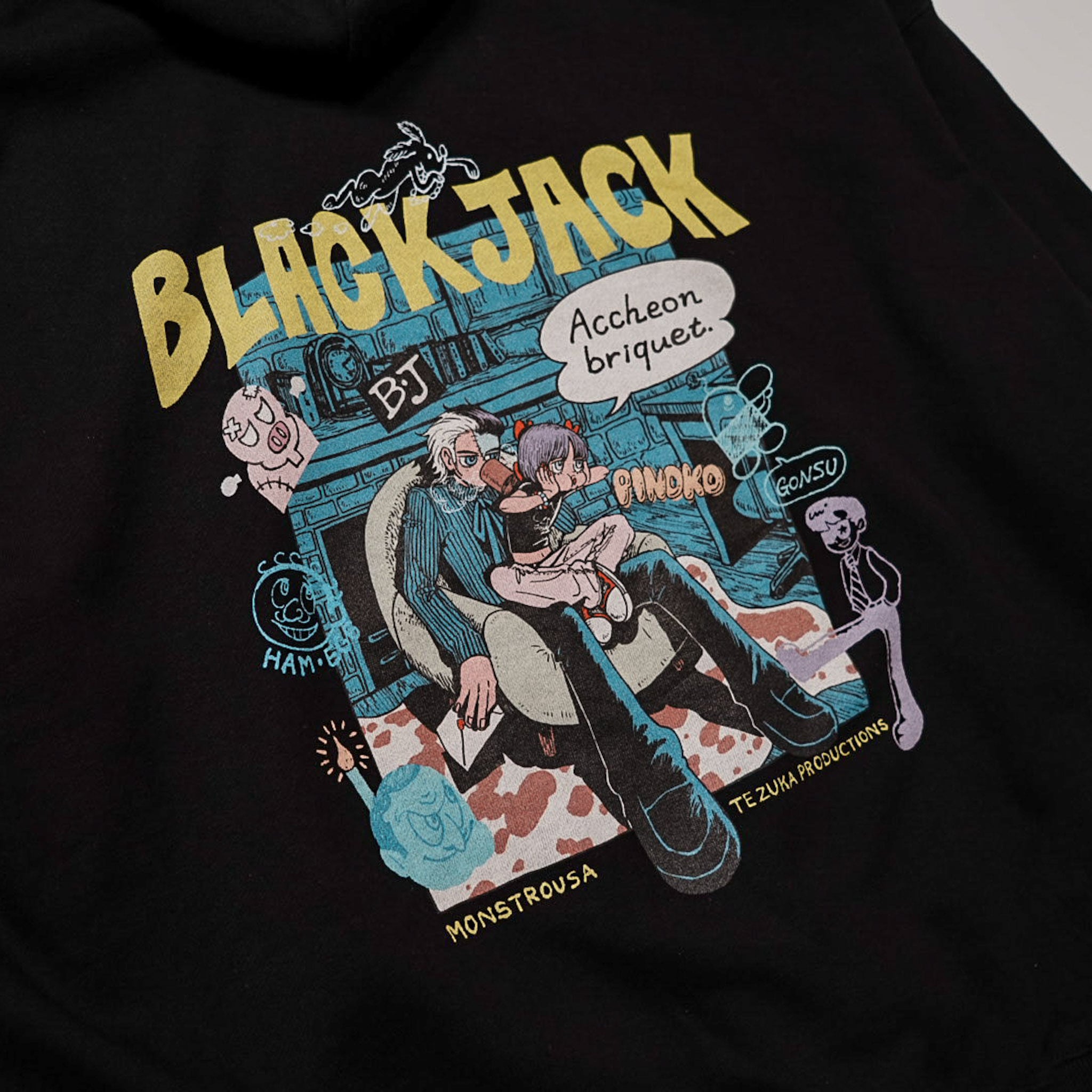 Black Jack Tezuka World x Monstrousa Collaboration - Shishu Box Hoodie Black Jack" feat. KANA SUZUKI