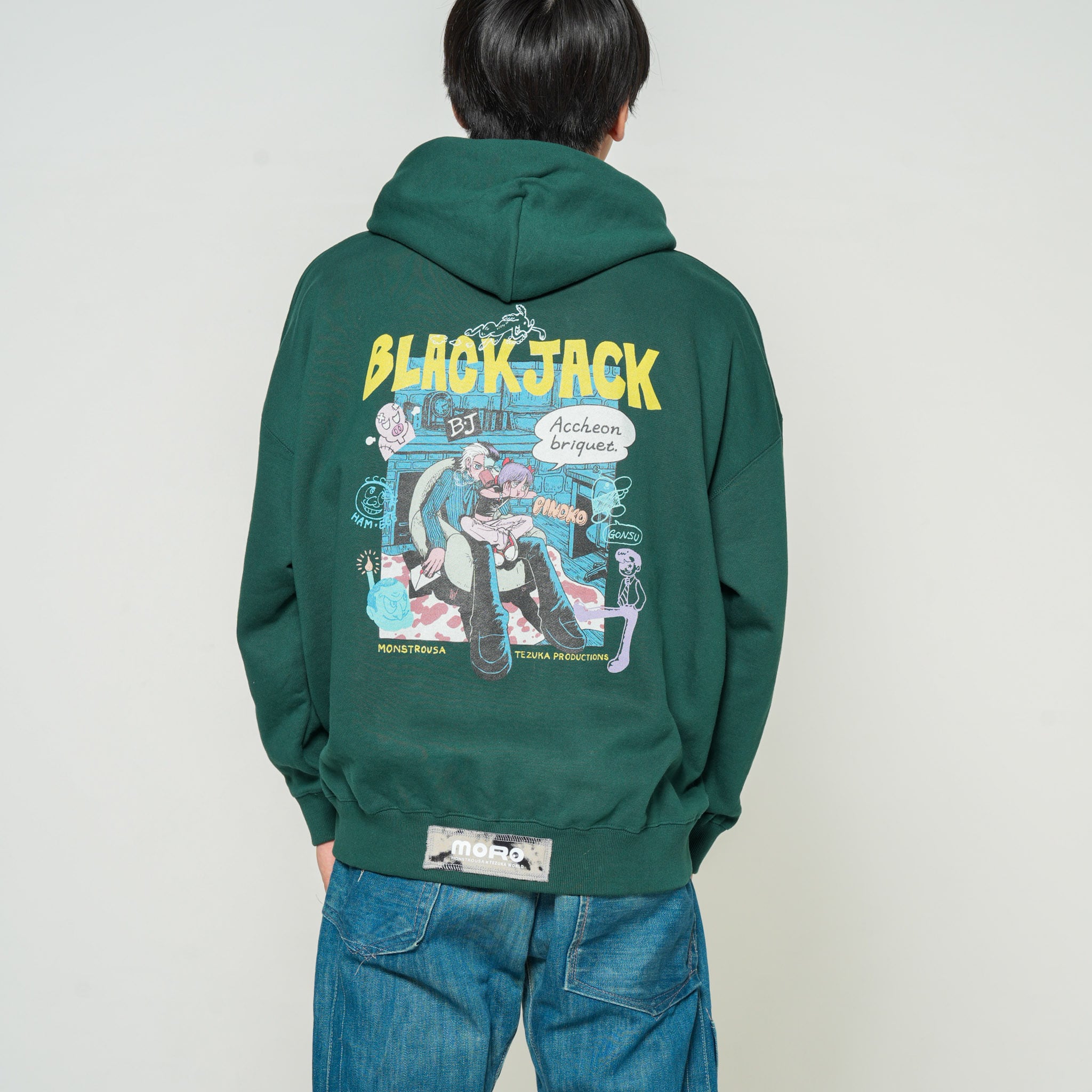 Black Jack Tezuka World x Monstrousa Collaboration - Shishu Box Hoodie Black Jack" feat. KANA SUZUKI