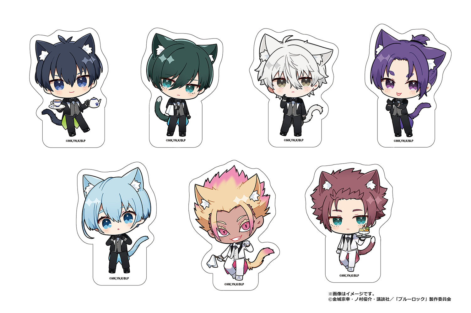Blue Lock - Trading Mini Acrylic Block Stand Cat Butler Ver. Complete Set of 7 Types [Pre-order Jun 2026]