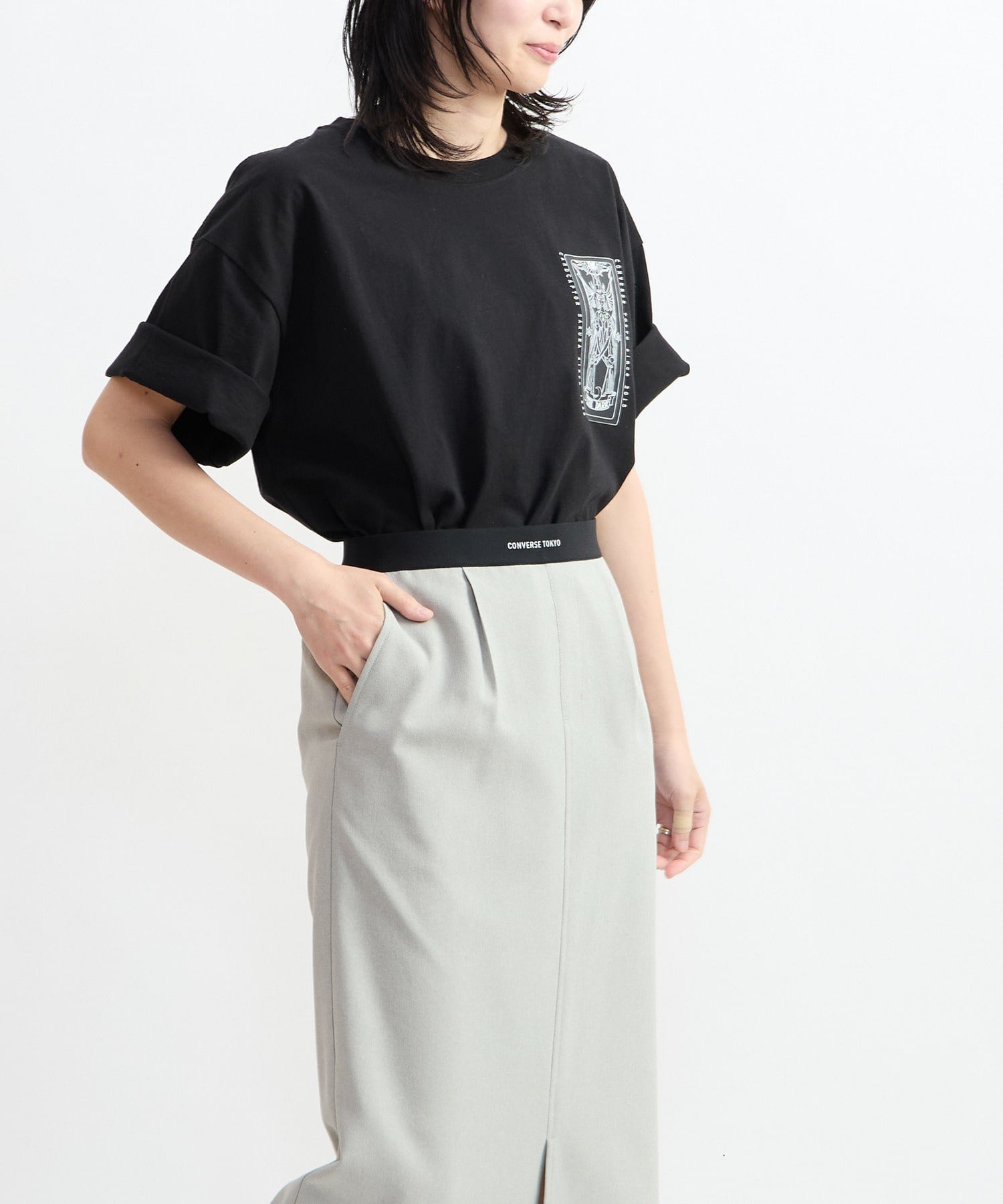 convers TOKYO レアコラボTee ブラック アリシアスタン Converse Tokyo x Clamp Fashion Collection - Cardcaptor Sakura