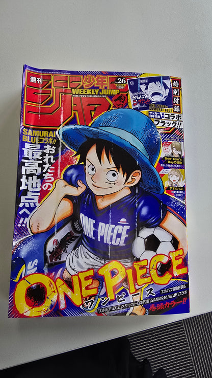 [Damage Item] Weekly Shonen Jump 26 Issue 2026 - One Piece Cover + Bonus One Piece Samurai Blue National Football Collaboration Flag Attachment