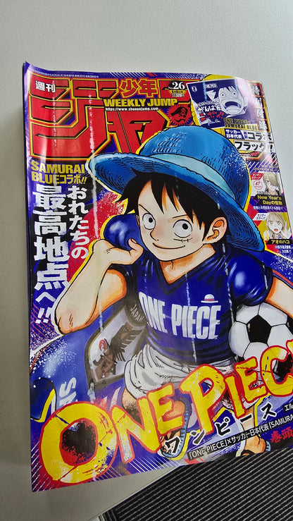 [Damage Item] Weekly Shonen Jump 26 Issue 2026 - One Piece Cover + Bonus One Piece Samurai Blue National Football Collaboration Flag Attachment