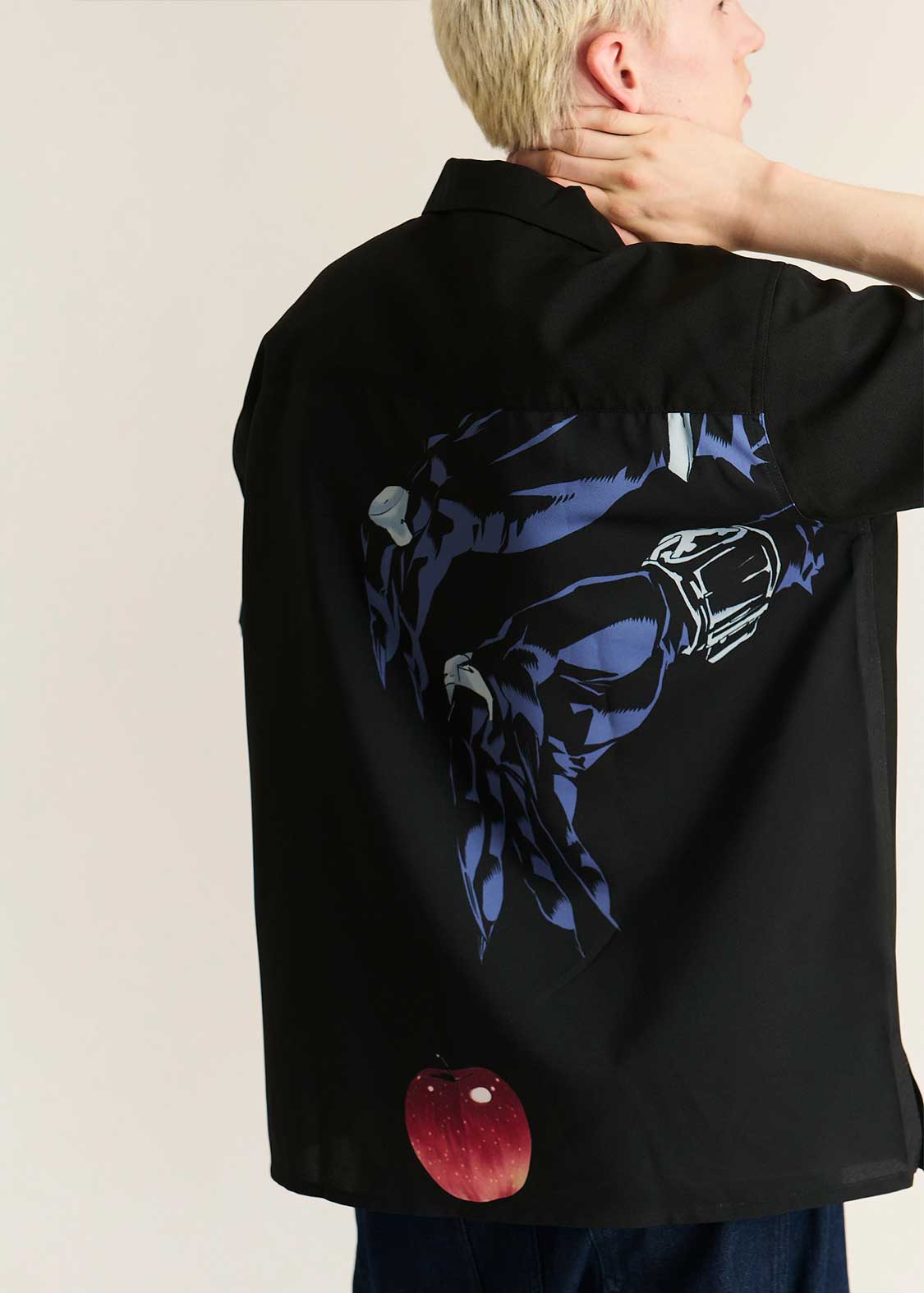 Death Note Graniph -Apple Big silhouette open collar shirt