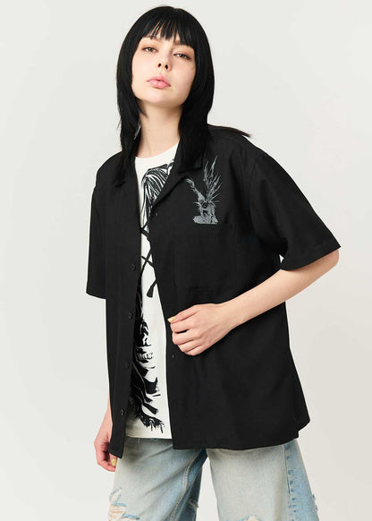 Death Note Graniph -Apple Big silhouette open collar shirt