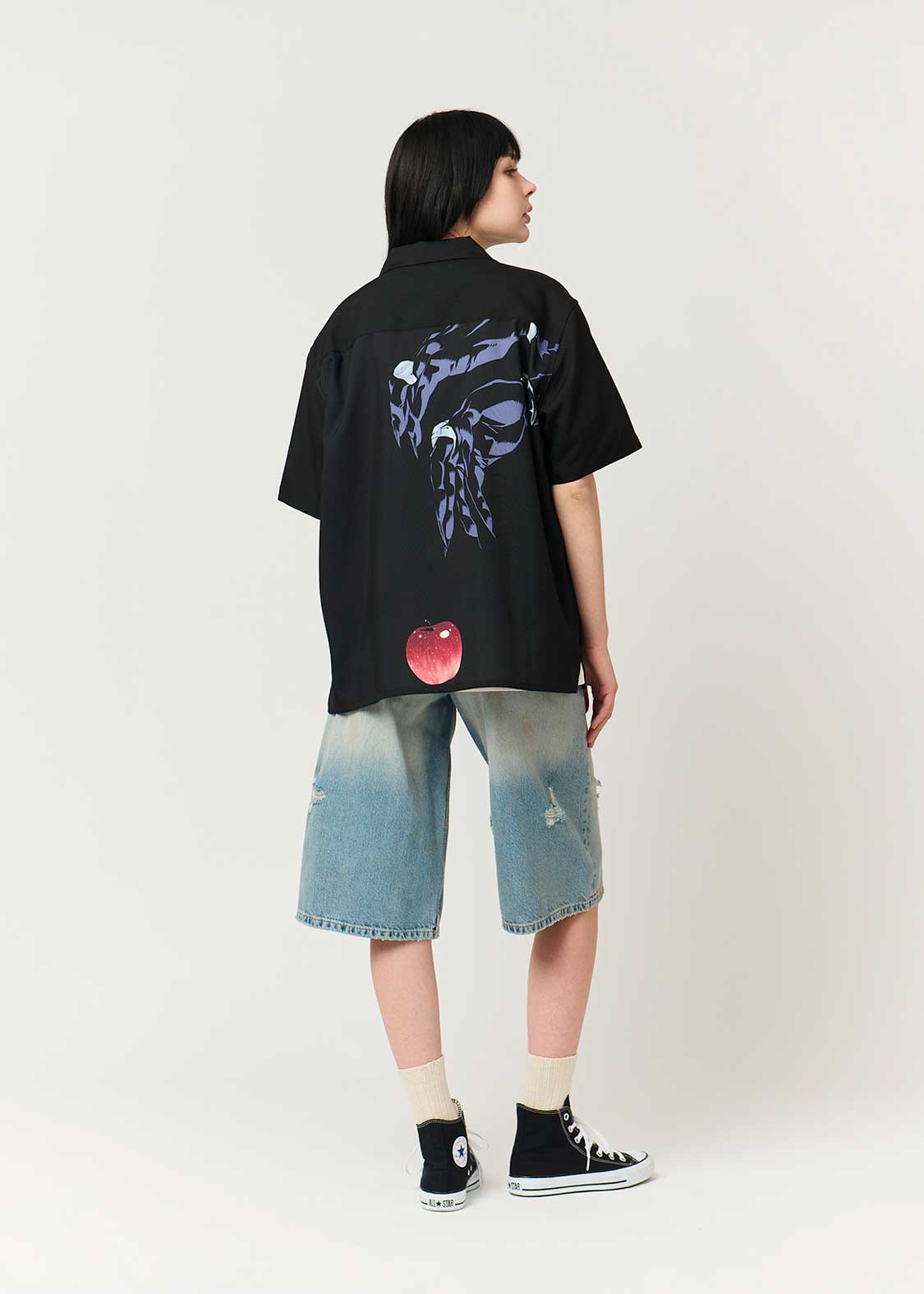 Death Note Graniph -Apple Big silhouette open collar shirt