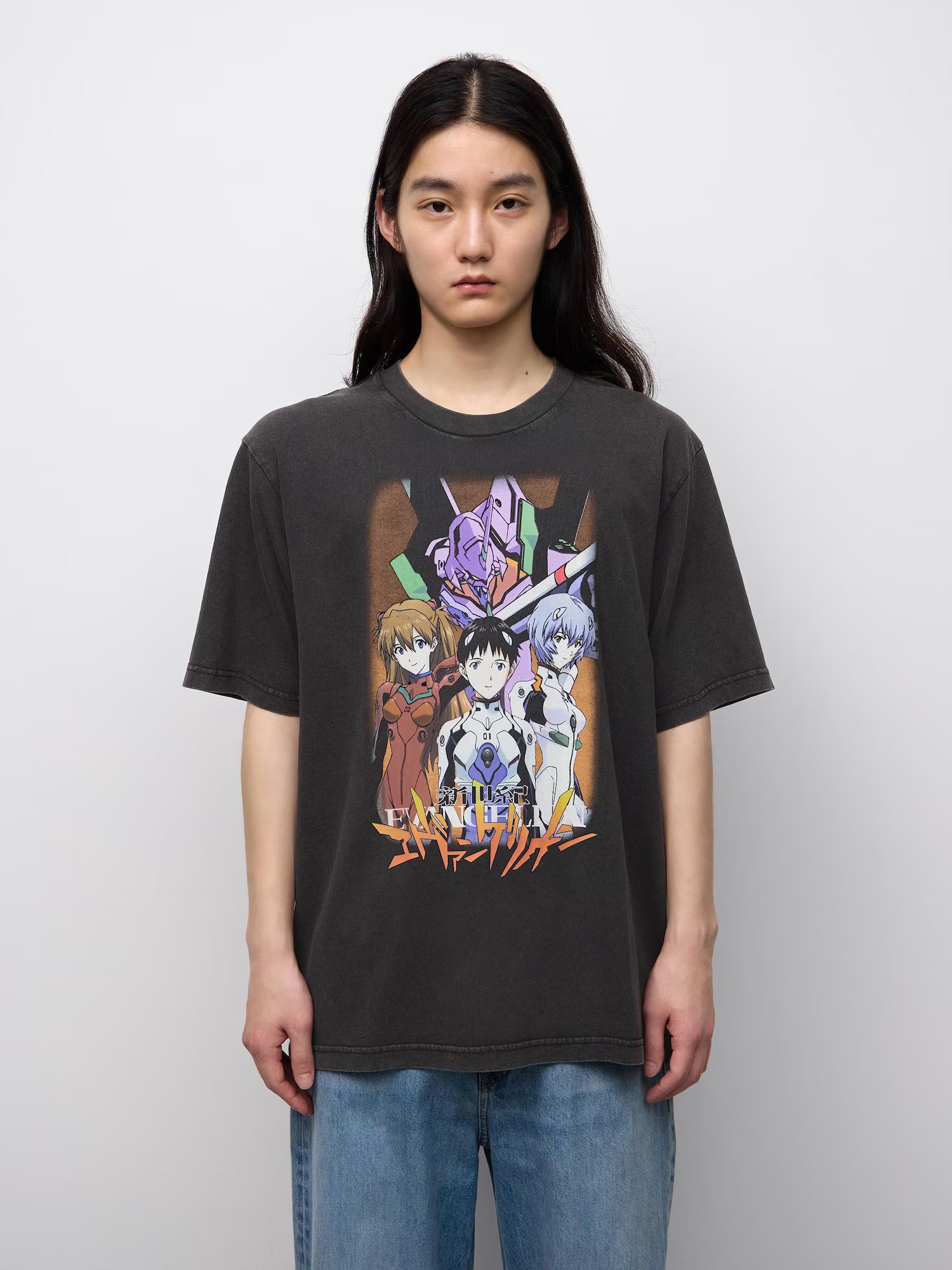 Evangelion X GU - Washed Graphic T-Shirt Dark Gray