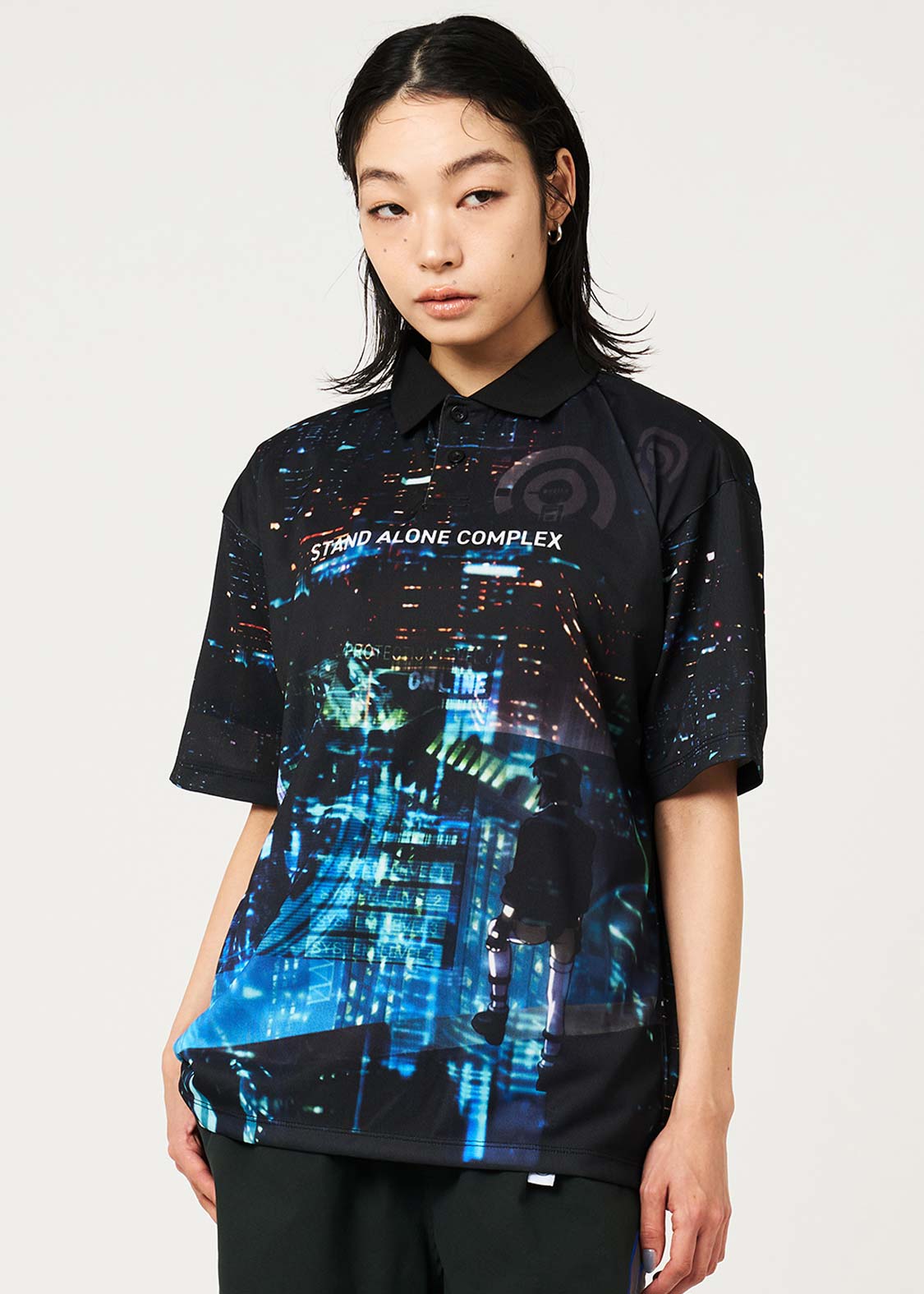 Ghost in the Shell X Graniph Fashion Collection - Stand Alone Complex Big Silhouette Game Polo Shirt