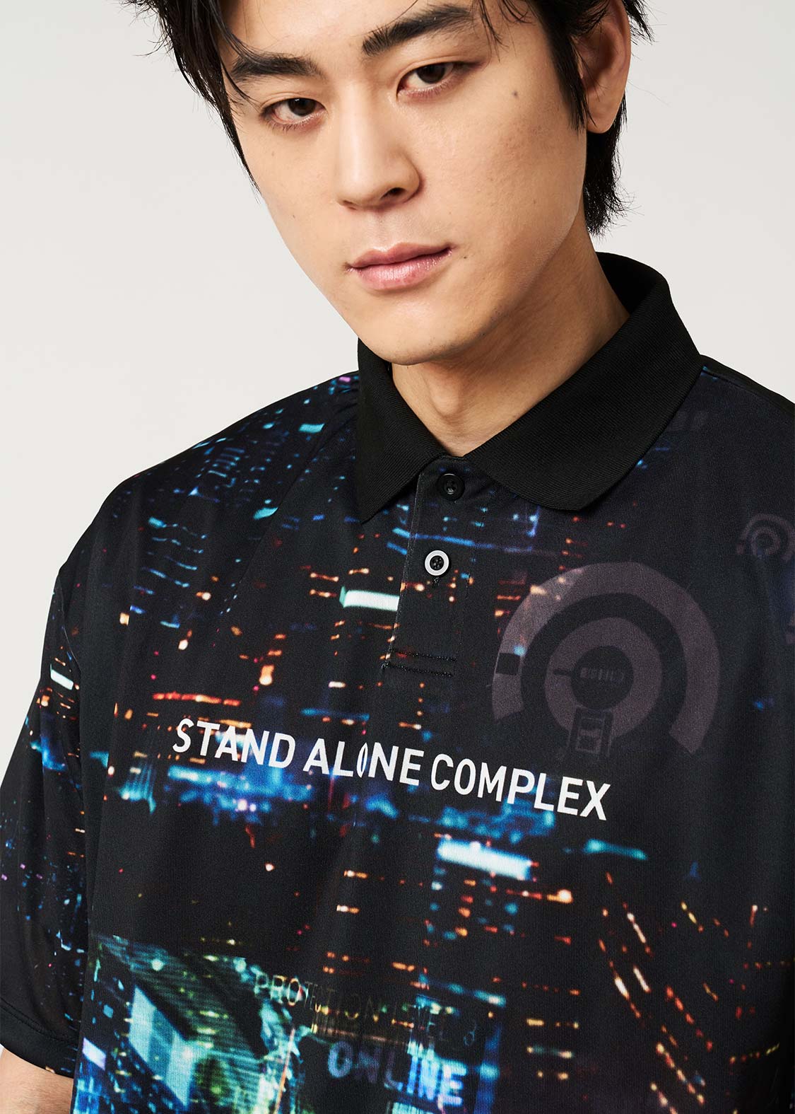 Ghost in the Shell X Graniph Fashion Collection - Stand Alone Complex Big Silhouette Game Polo Shirt