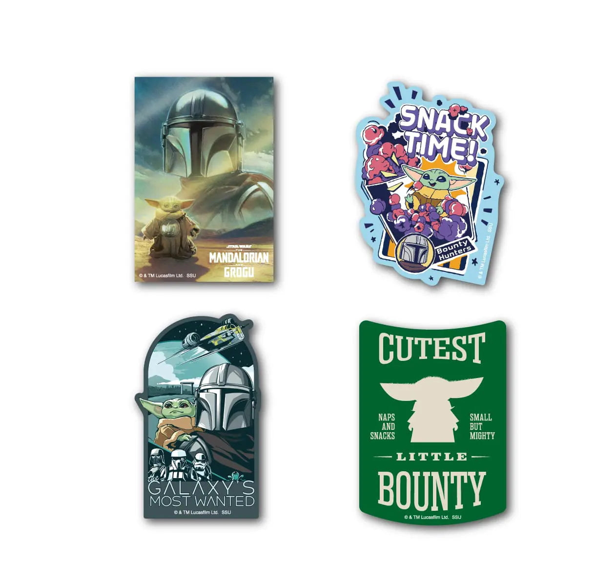 Happy Kuji Star Wars The Mandalorian and Grogu - I Prize Sticker Set Complete Set of 8 Types