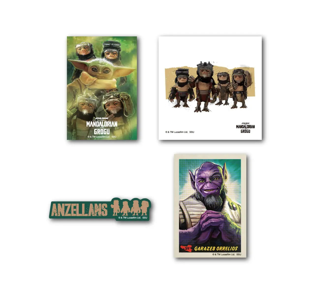 Happy Kuji Star Wars The Mandalorian and Grogu - I Prize Sticker Set Complete Set of 8 Types