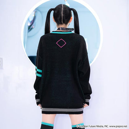 Hatsune Miku  x Listen Flavor - Hatsune Miku V-Neck Knit Black