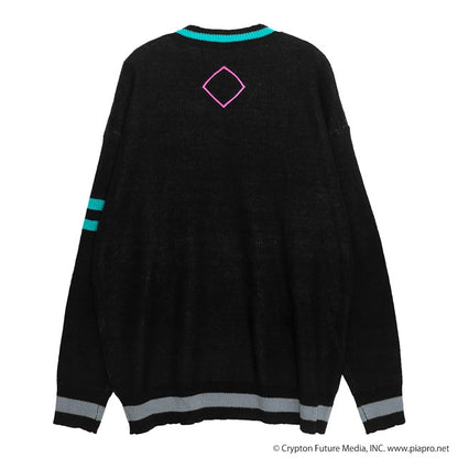 Hatsune Miku  x Listen Flavor - Hatsune Miku V-Neck Knit Black