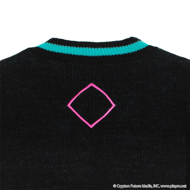Hatsune Miku  x Listen Flavor - Hatsune Miku V-Neck Knit Black