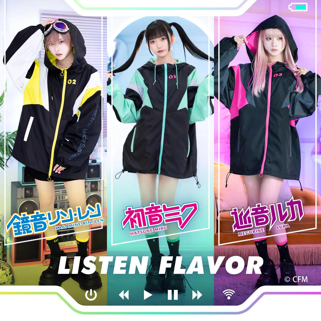 Hatsune Miku  x Listen Flavor - Hatsune Miku V-Neck Knit Black