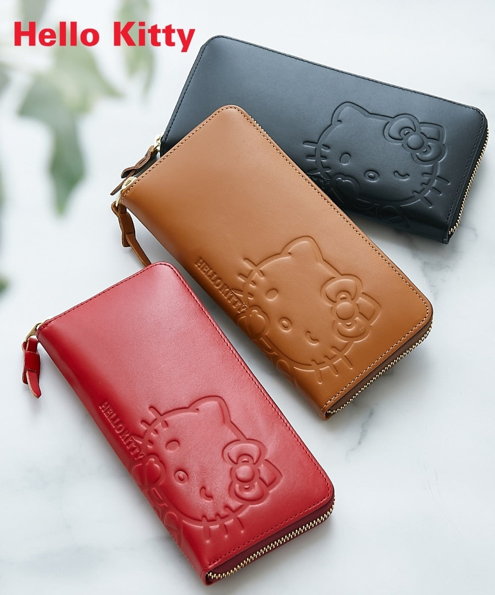 Hello Kitty x NISSEN - Genuine Leather Round Zip Long Wallet (3 Types)